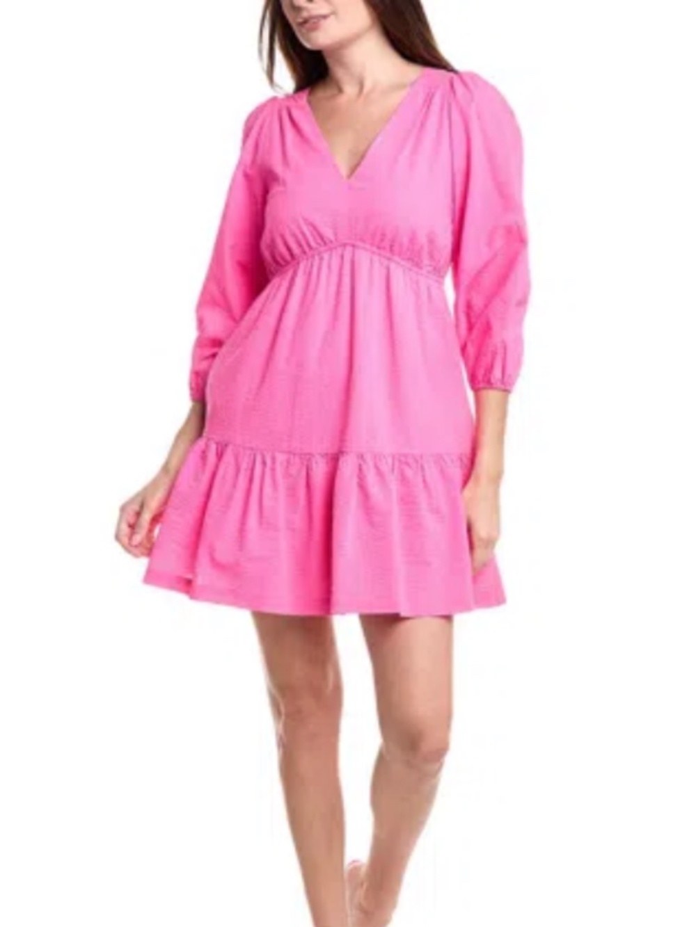Lilly Pulitzer | Vibrant Pink Stripe V-Neck Deacon Dress Size 14 - Picture 5 of 5